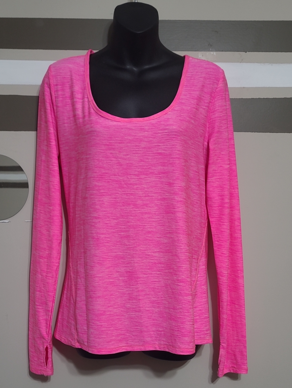 ⭐️ 90 Degrees Hot Pink Heathered Long Sleeve Scoop Neck Tee Sz Med